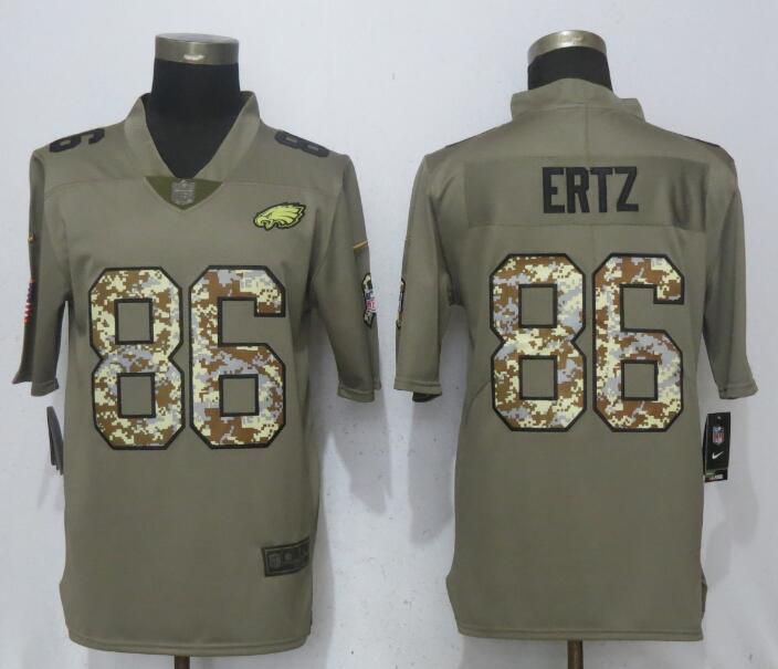 Men Philadelphia Eagles #86 Ertz Olive Camo Carson 2017 Salute to Service Nike Limited NFL Jerseys